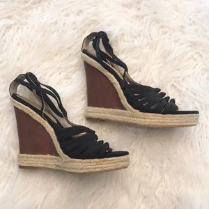 4/$25 LEVITY IZZY BLACK‎ WEDGE SANDAL ESPADRILLE
